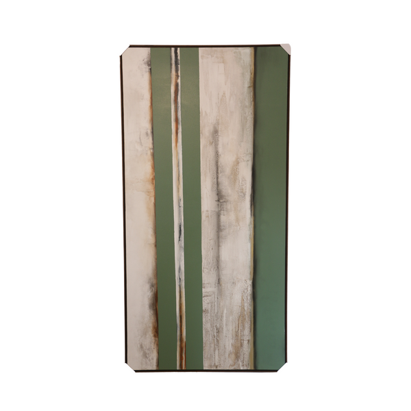 Tela Abstrata Verde e Off White - 63070