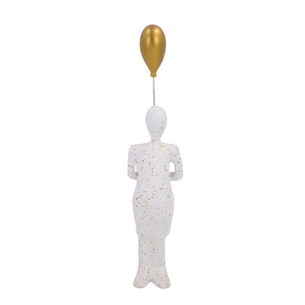 Escultura Menino com Balão Dourado - 63581