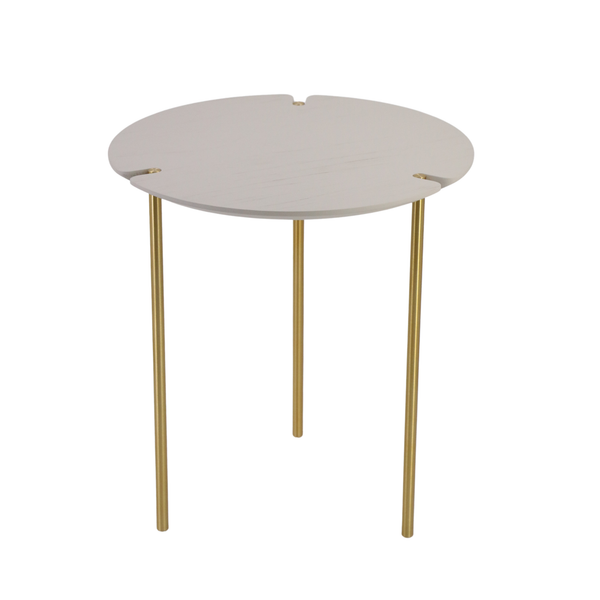 Mesa Lateral Redonda Fendi com Pé Dourado - 63801