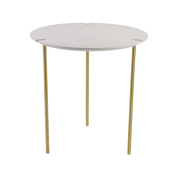 Mesa LateralOff White com Pé Dourado - 63802