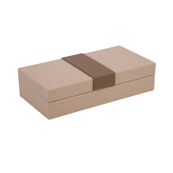 Caixa G Bege com Faixa Marrom PU MDF - 64623