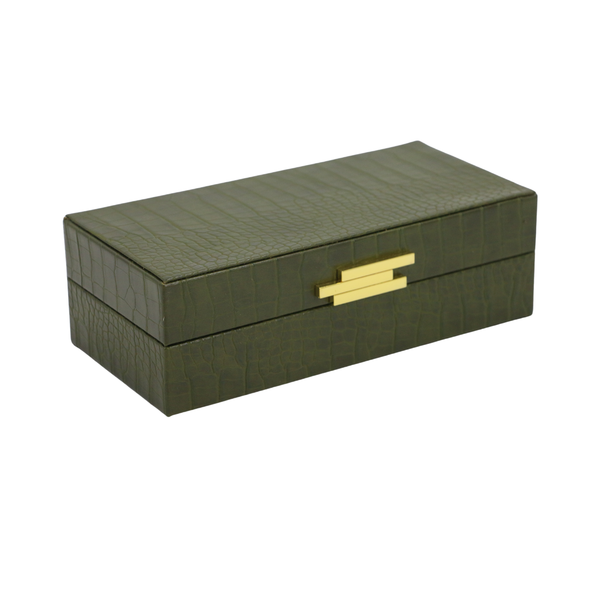 Caixa M Verde Croco com Pegador Dourado - 64717