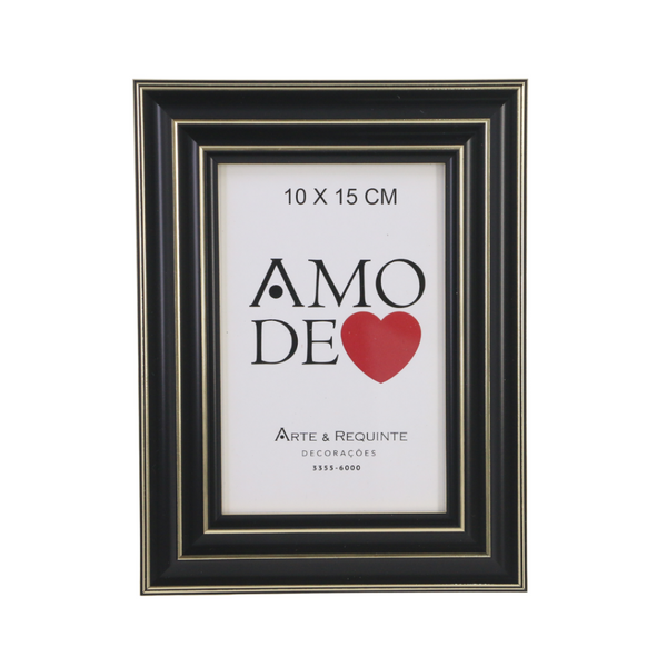 Porta Retrato Preto com Filete Dourado - 62176